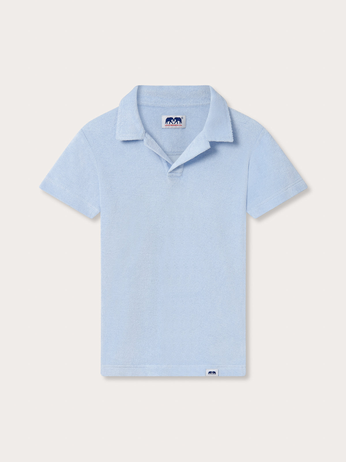 Front view of Kids Sky Blue Powell Terry Polo.