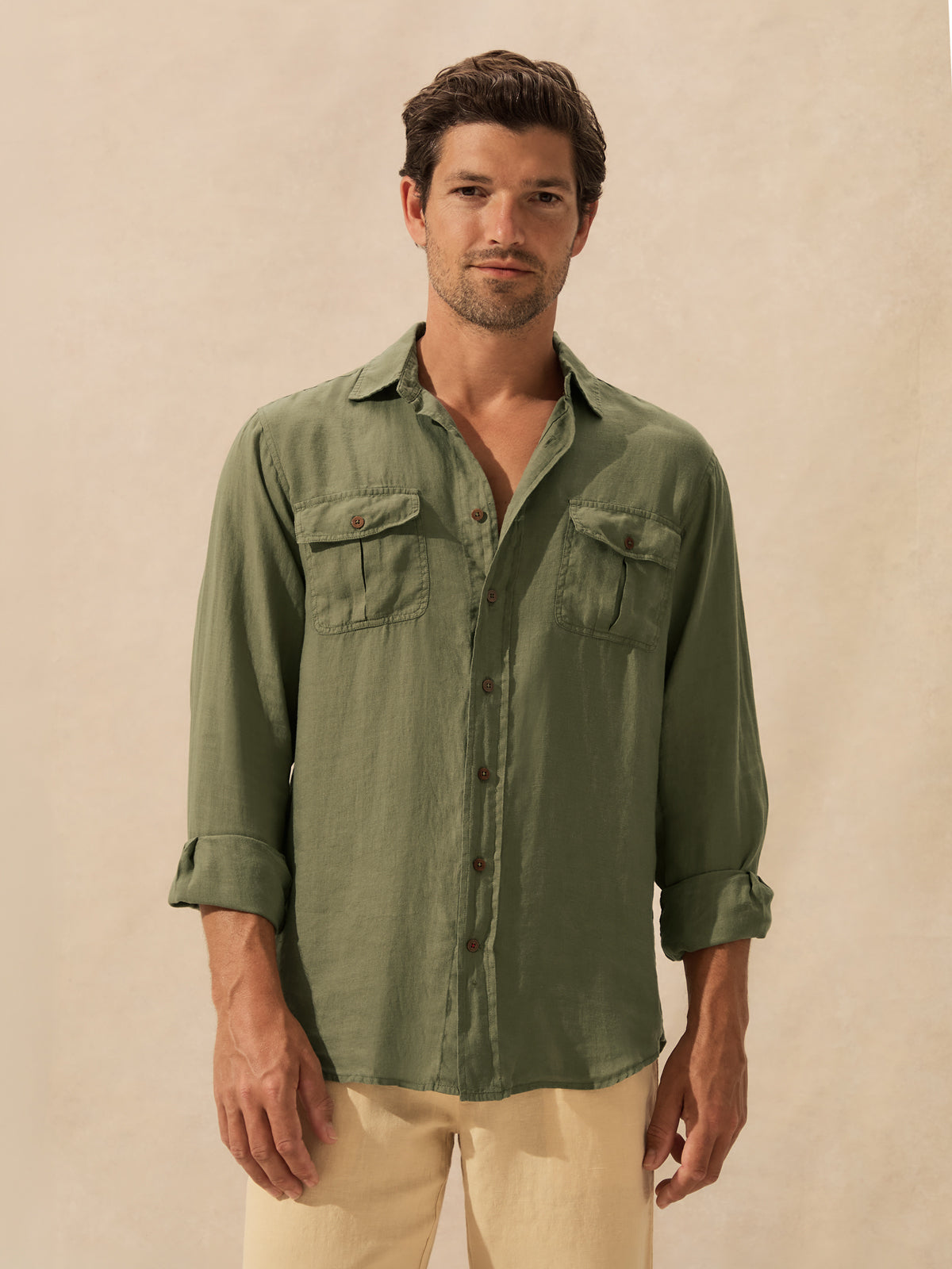 Men's Olive Green Andros Hemp Shirt