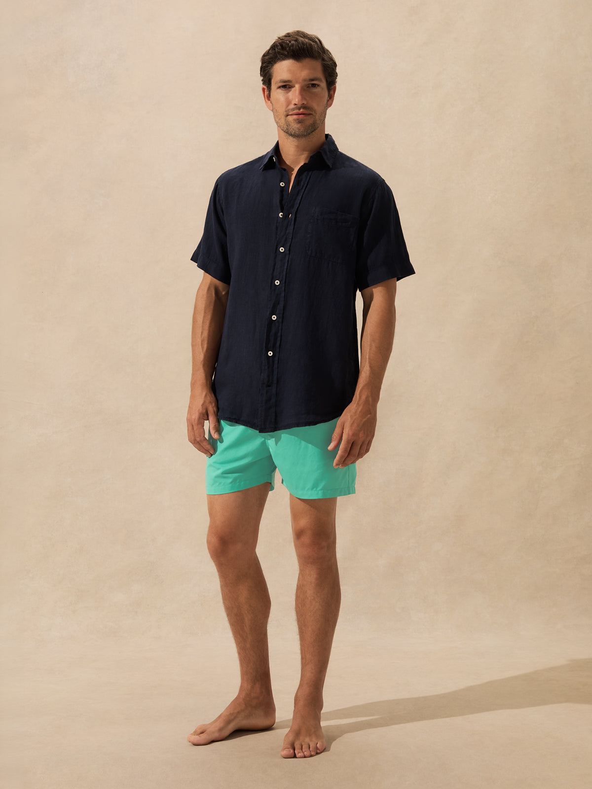 Men's Navy Blue Manjack Linen Shirt