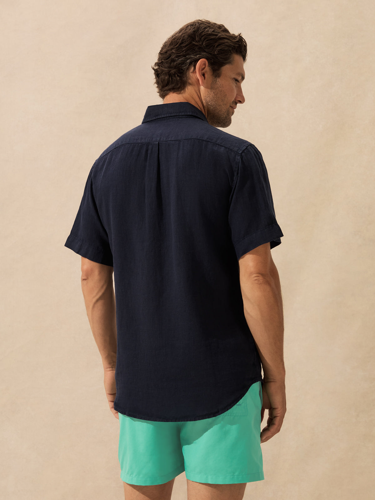 Men's Navy Blue Manjack Linen Shirt