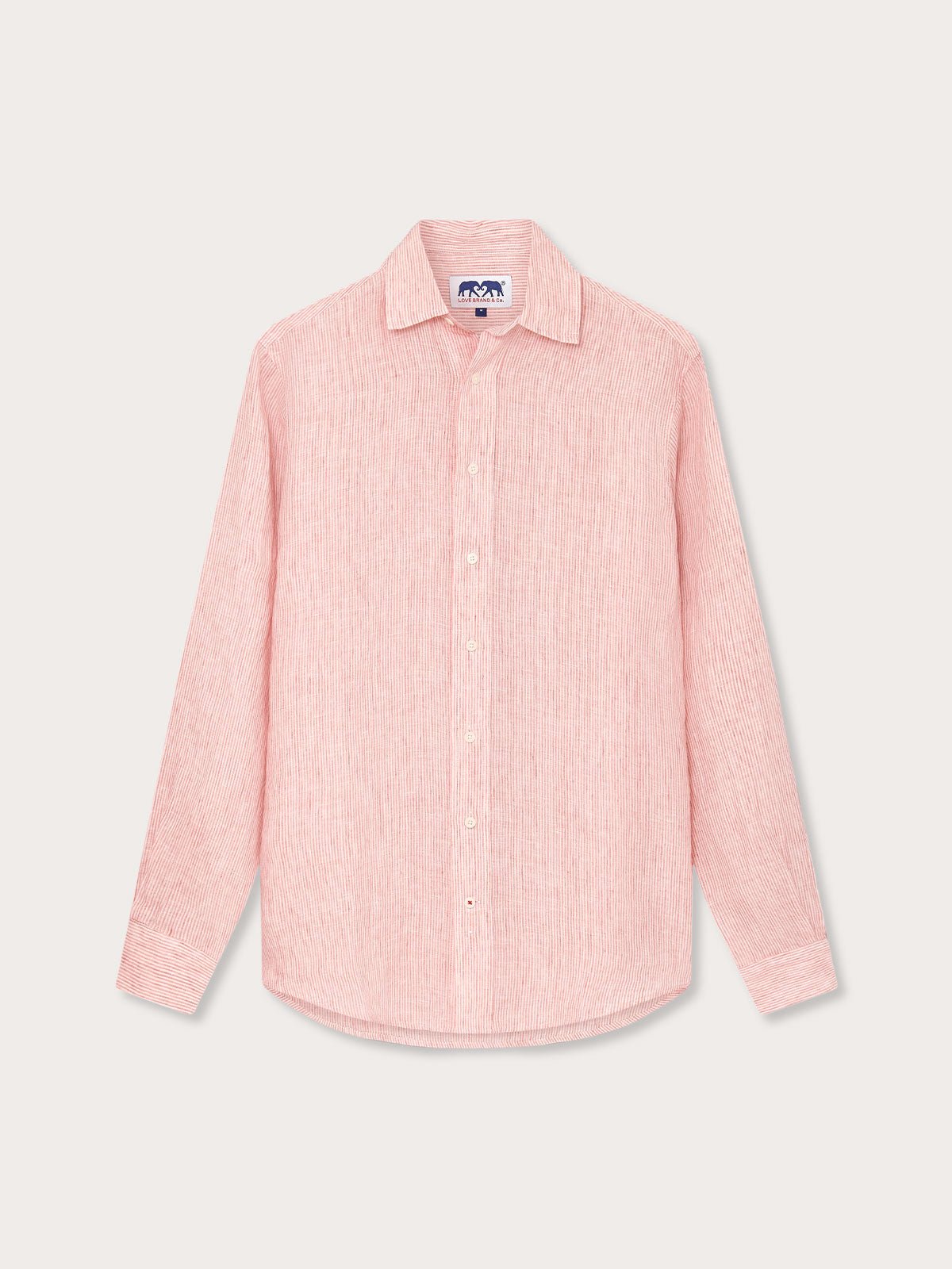 Men's Red Lines Abaco Linen Shirt with Thin Stripes Design. One of old money shirts made from 100% linen.