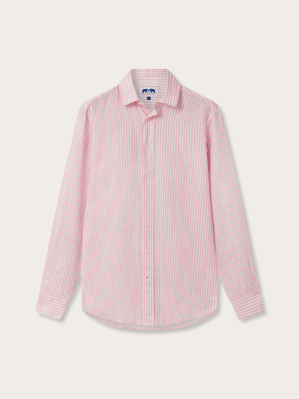 Pink striped shirt on a light pink background
