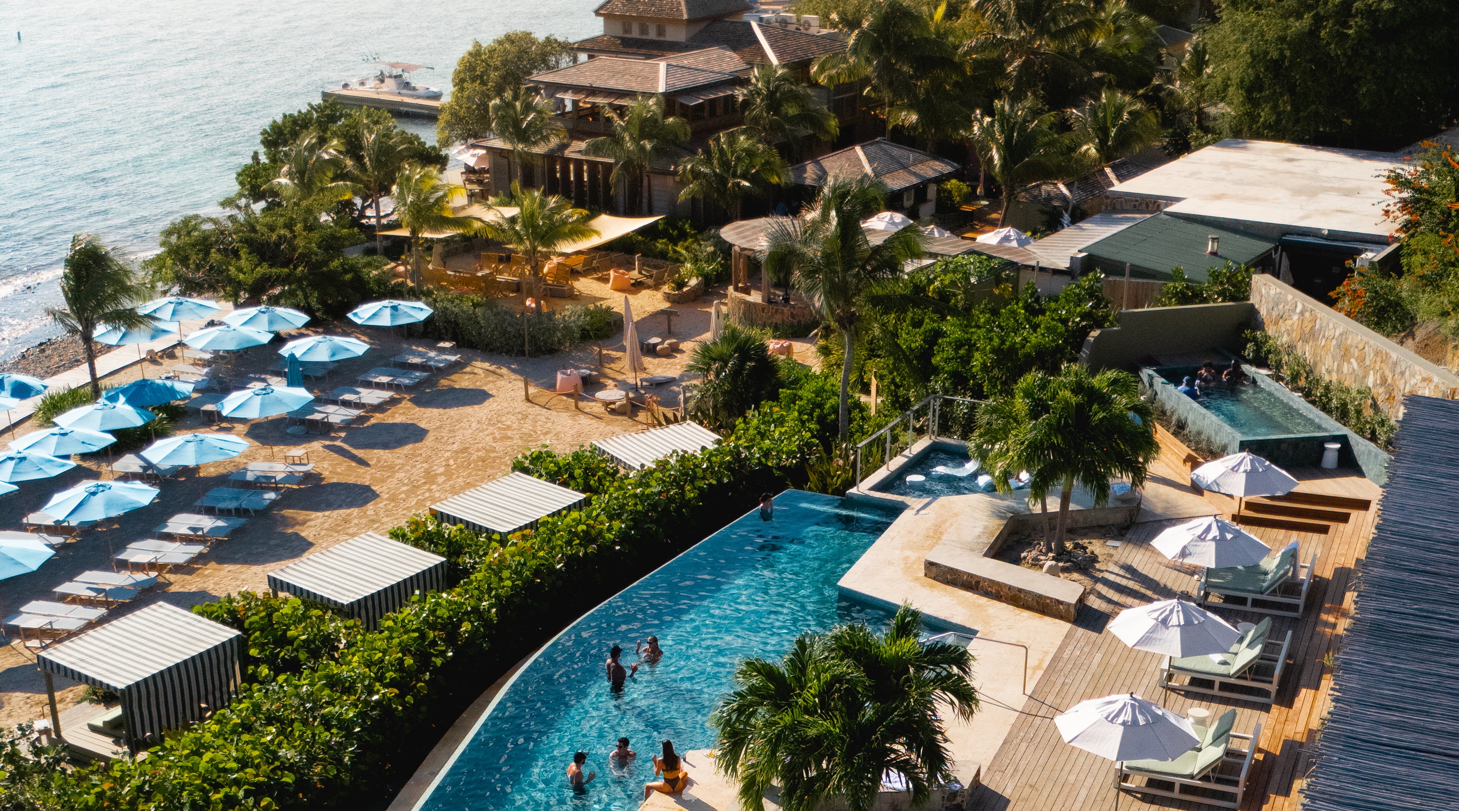 Aerial view of Lovango resort & beach club showing pool 