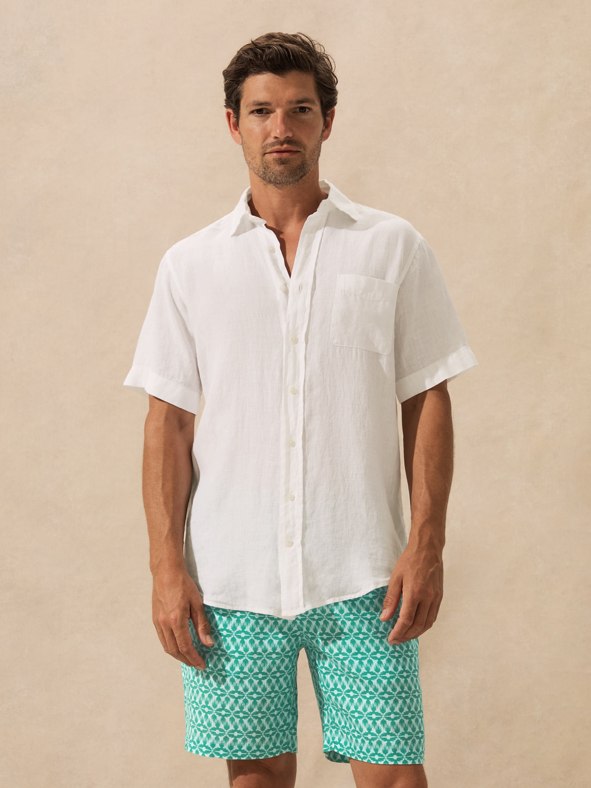 Men's White Manjack Linen Shirt