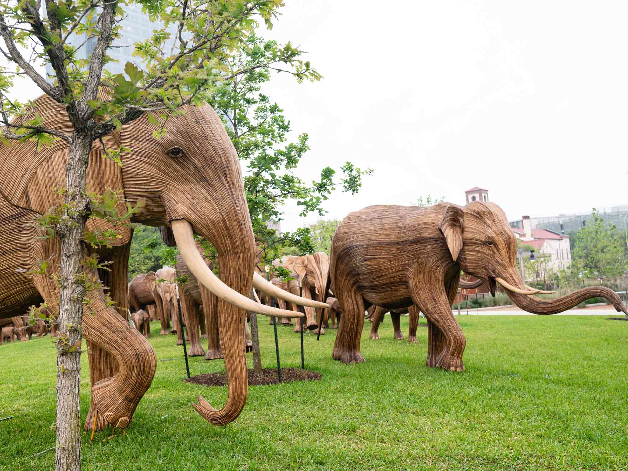 elephant sculptures in Hermann Park Conservancy.